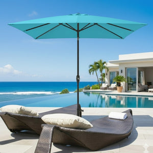 English Elm 6.5 X 10 Ft Rectangular Outdoor Patio Umbrella with Crank Tilt Uv Resistant Canopy Turquoise B082P454957