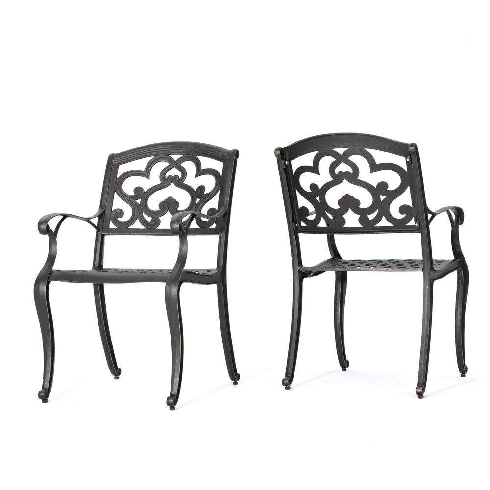 English Elm Christopher Knight Home® - AUSTIN Cast Aluminum Dining Chairs Set of 2 in Copper Patina — Rust‑Resistant, Cloud Back Design, Comfy Seats 60096.00SCOP