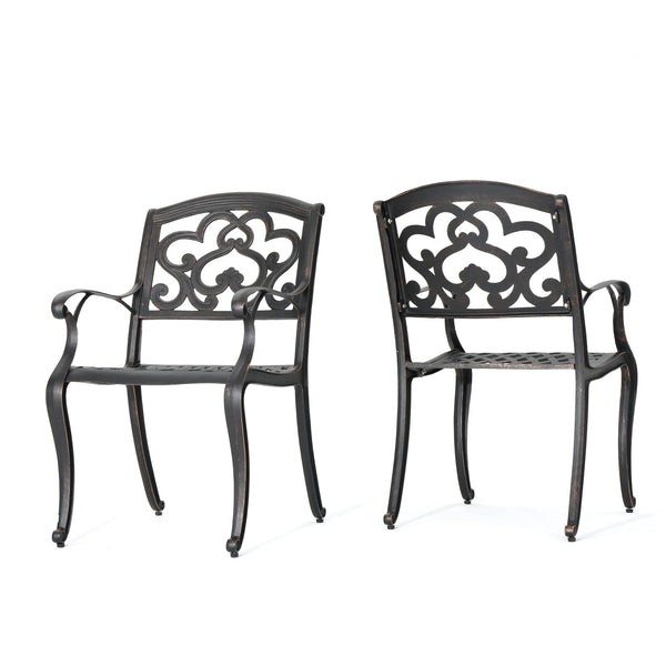 English Elm Christopher Knight Home® - AUSTIN Cast Aluminum Dining Chairs Set of 2 in Copper Patina — Rust‑Resistant, Cloud Back Design, Comfy Seats 60096.00SCOP