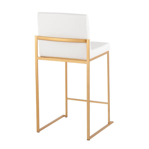 English Elm Contemporary High Back Upholstered Counter Stools with Steel Frame for Kitchen Island White B202P221947