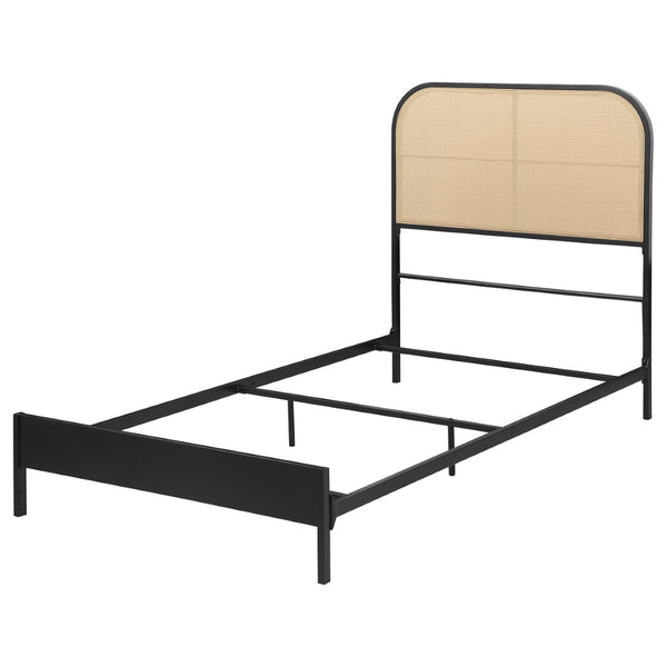 English Elm Kenneth Radio Weave Cane Full Bed Steel Frame with Woven Rattan Headboard B062P440085