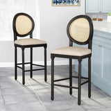 Christopher Knight Home® - Noble House - Govan French Country Wooden Barstools with Upholstered Seating - Set of 2