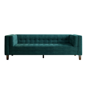 English Elm Christopher Knight Home® - 3-Seater Elegant Tufted Velvet Sofa with Solid Eucalyptus Frame, High-Density Foam Cushions and Dark Wood Legs Frosty Green N765P165496