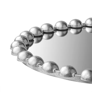 JLA Home Madison Park Signature - 27" Beaded Metal Round Wall Mirror with Matte Frame, HD Glass, Vintage-Modern Accent for Entryways Silver MPS160-339