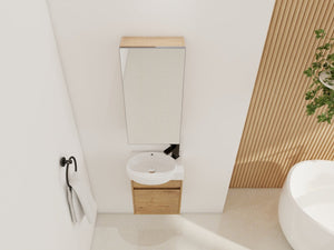 English Elm 14'' Wall Mounted Bathroom Medicine Cabinet with Adjustable Glass Shelves and Mirror Door W999P470285