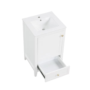 English Elm 20" Modern Bathroom Vanity With Soft-Close Door, Ceramic Sink & Storage Drawer For Small Spaces N725P185452K