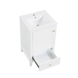 English Elm 20" Bathroom Vanity With Sink, Bathroom Cabinet With Soft Closing Door, Storage Rack and A Drawer, White