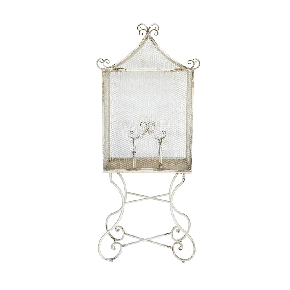 English Elm 27.6x15x66.9" Vintage Iron Greenhouse Scrollwork Frame Shabby Chic Plant Display Stand W2078P496463