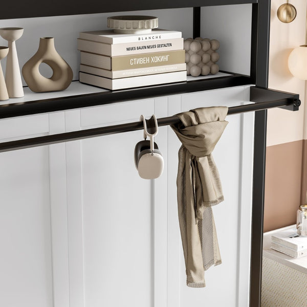 English Elm Twin Space-Saving Murphy Bed With Shelves – Stylish Foldable Metal Wall Bed For Compact Living Spaces W1580S00149-GIGA