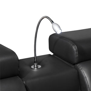 English Elm Nova Power Reclining Sectional with Bluetooth Audio Led Bar and Lift Top Wine Storage Black B009S02163