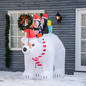 English Elm Homcom 7 Ft Inflatable Polar Bear & Penguins - Led Lighted Holiday Yard Decoration For Festive Cheer W2225P229401
