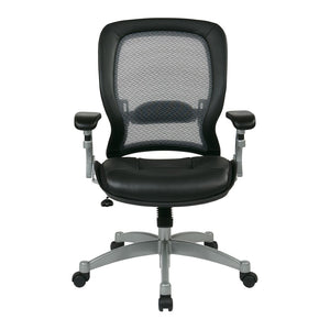 OSP Home Furnishings Professional Airgrid Mesh Back Executive Chair with Leather Seat and Lumbar Support 3680