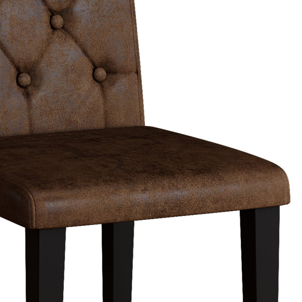 English Elm Black Wood Grain Mdf Dining Table Set Seats Four with Suede Upholstered Chairs W1151S04473