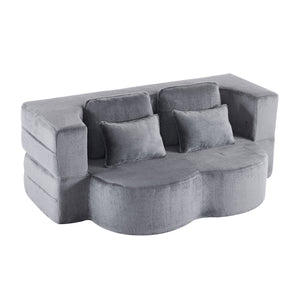 English Elm Queen Foldable Sofa Bed Plush Chenille Futon with High-Density Foam Convertible Sleeper Mattress Comfort Dark Gray W1829P280219