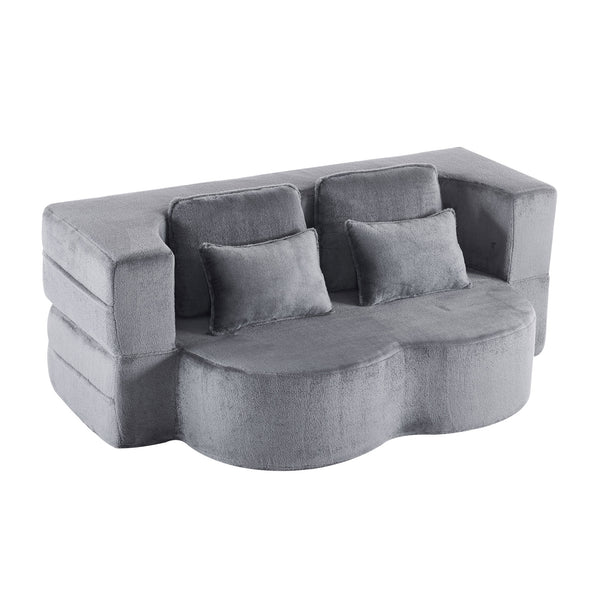 English Elm Queen Foldable Sofa Bed Plush Chenille Futon with High-Density Foam Convertible Sleeper Mattress Comfort Dark Gray W1829P280219