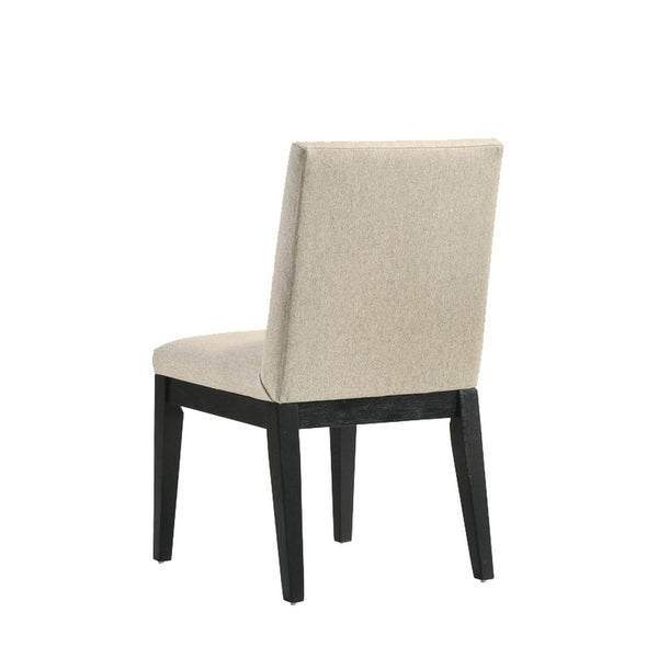 English Elm 19 Inch Solid Wood Dining Chairs Set of 2 with Cushioned Beige Upholstered Backrest B056P416830