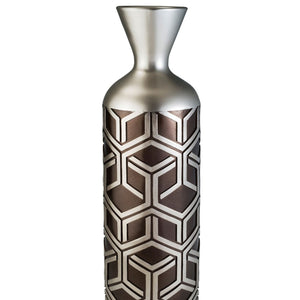 English Elm 22" Polyresin Floor Vase Bamboo Weave Texture Chestnut Tones for Coastal Boho Decor B072115831