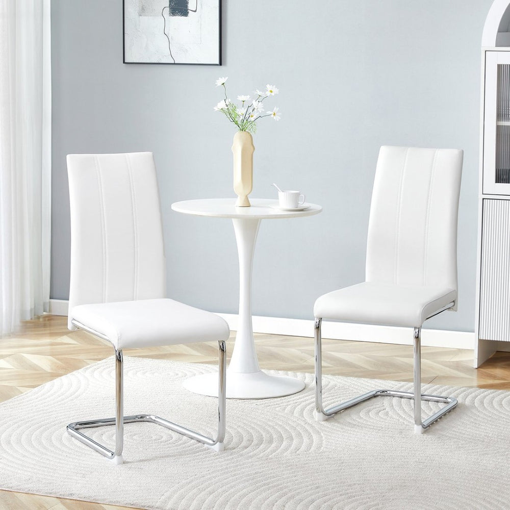 English Elm A Set of 2 Glam Faux Alligator Pvc Barstools with Crystal Buckle Detail White W1512P491837