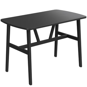 English Elm Dining Rectangular Wood Table for 4-6 with Sturdy Metal Frame, Rounded Corners, Easy Assembly, Durable Modern Dining Room Centerpiece Black T3623P380098