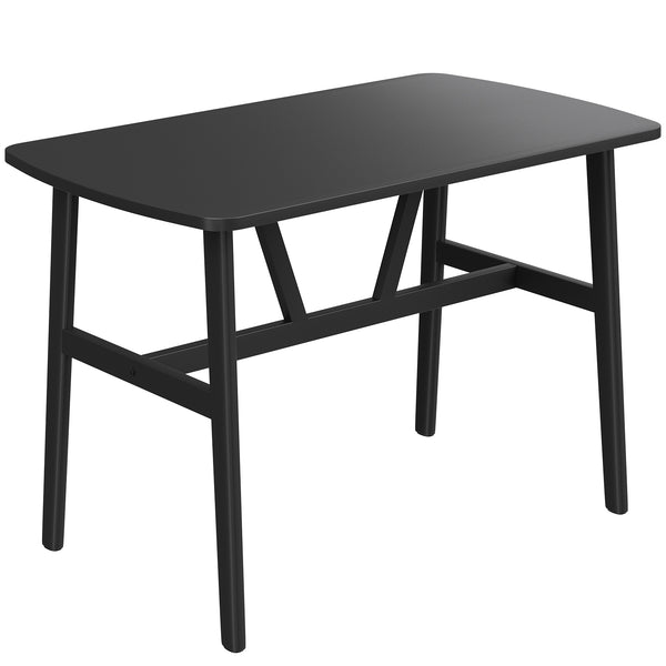 English Elm Dining Rectangular Wood Table for 4-6 with Sturdy Metal Frame, Rounded Corners, Easy Assembly, Durable Modern Dining Room Centerpiece Black T3623P380098