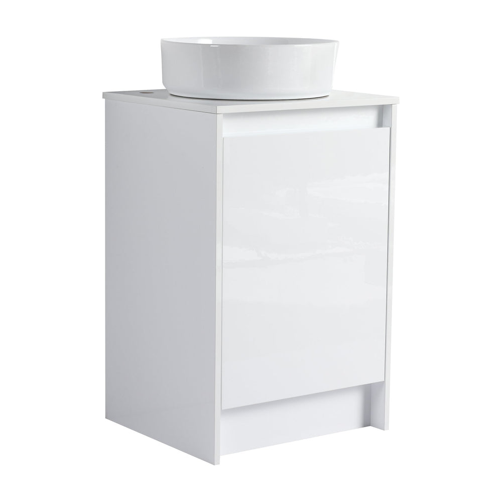 English Elm 32" Modern Freestanding Bathroom Vanity With Art Ceramic Sink & Small Storage Cabinet - Glossy White W999S00432