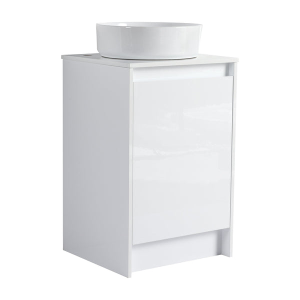 English Elm 32" Modern Freestanding Bathroom Vanity With Art Ceramic Sink & Small Storage Cabinet - Glossy White W999S00432