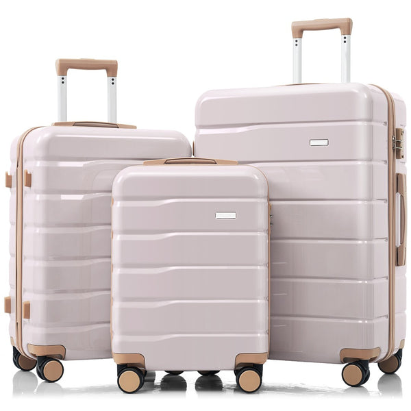 English Elm Premium Abs Hardshell 3 Piece Suitcase Set with Tsa Locks and Spinner Wheels Light Grey N726P171340H