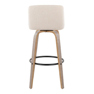 English Elm Toriano 30" Fixed-Height Swivel Barstool Set Of 2 In Light Grey Wood & Cream Fabric For Modern Spaces B202S00660-GIGA