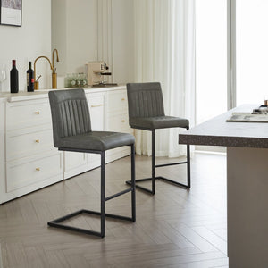 English Elm Faux Leather Counter Stools Set of Two Ergonomic Curved Back Metal Frame Kitchen Seating W5096P400639