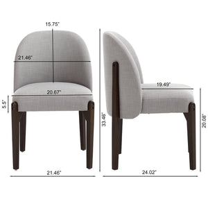 English Elm Wooden Wingback Dining Chairs Upholstered Farmhouse Modern Set with Lumbar Support Grey W3244P429256