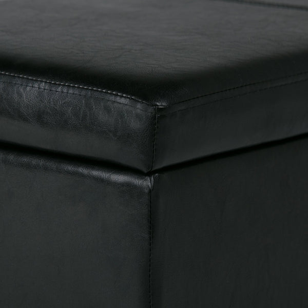 English Elm Avalon Storage Ottoman Bench In Midnight Black - Stylish Seating With Hidden Storage & Safety Hinge B136P158633