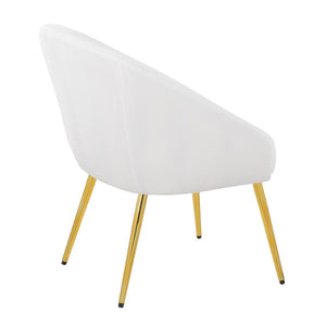 English Elm Contemporary Velvet Accent Chair with Gold Metal Legs for Living Room Decor White B202P223653
