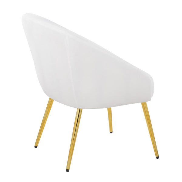English Elm Contemporary Velvet Accent Chair with Gold Metal Legs for Living Room Decor White B202P223653