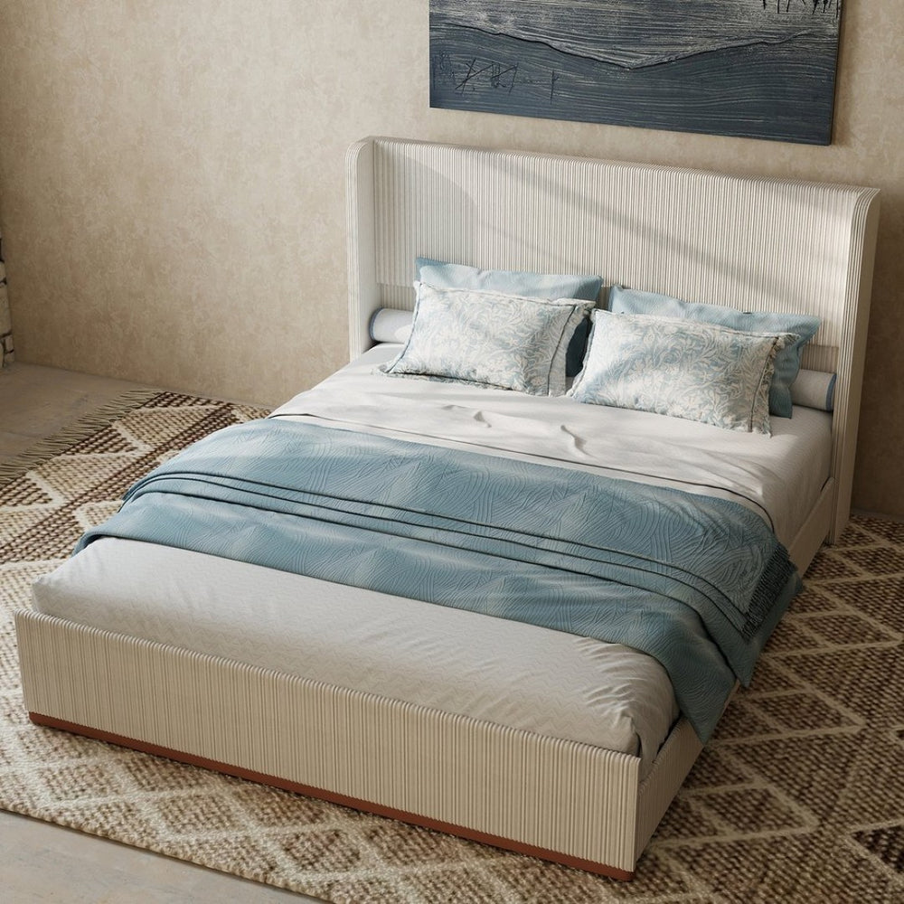 English Elm King Corduroy Wingback Upholstered Bed with Rgb Lighting and Floating Frame Design T3963P447213