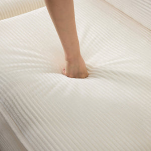 English Elm 136" Plush Cloud Modular 4-Seater Sofa with 2 Ottomans, Beige Corduroy, High-Resilience Foam Comfort, Durable Wood Frame W1829S00064