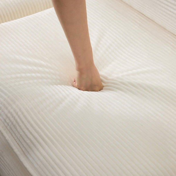 English Elm 136" Plush Cloud Modular 4-Seater Sofa with 2 Ottomans, Beige Corduroy, High-Resilience Foam Comfort, Durable Wood Frame W1829S00064