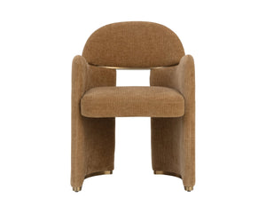 Sunpan SNOWDEN Dining Armchair - Bold Art-Deco Design in Textured Opera Butterscotch with Gold Accents 112557