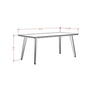English Elm Utopia 40" Coffee Table with Lacquered Rectangular Top and Solid Wood Splayed Legs for Style and Durability White B365P398085
