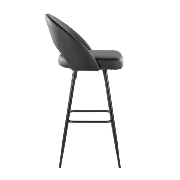 English Elm Fixed-height Metal Frame Barstools with Upholstered Seats and Geometric Footrest Set of 2 Black B202S01943