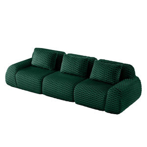 English Elm 114" Modular Cloud Sectional Sofa Flannelette Upholstery Deep Seat Living Room Couch Green W714S01525