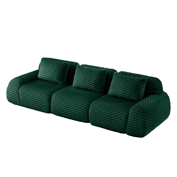 English Elm 114" Modular Cloud Sectional Sofa Flannelette Upholstery Deep Seat Living Room Couch Green W714S01525