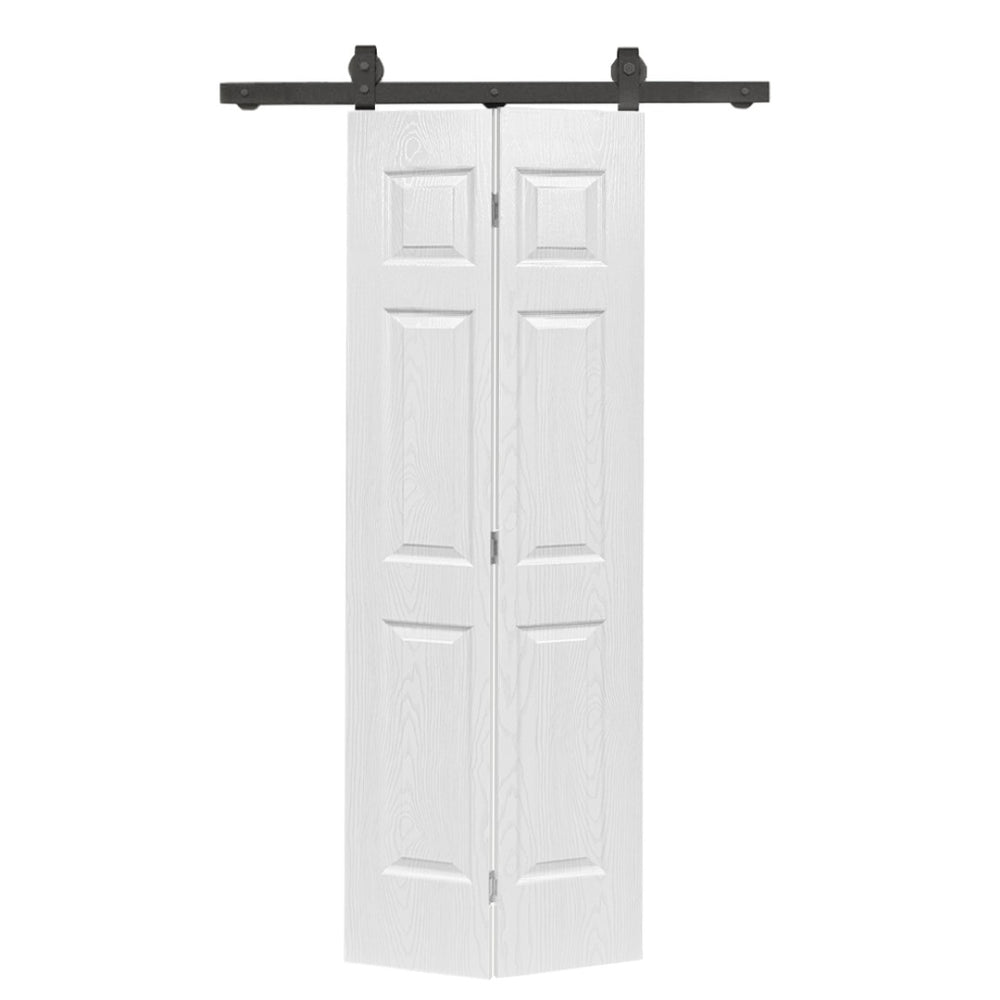 English Elm 30 in Matte Black Steel Sliding Barn Door Frosted Glass Privacy Panel with Hardware B2763P484471