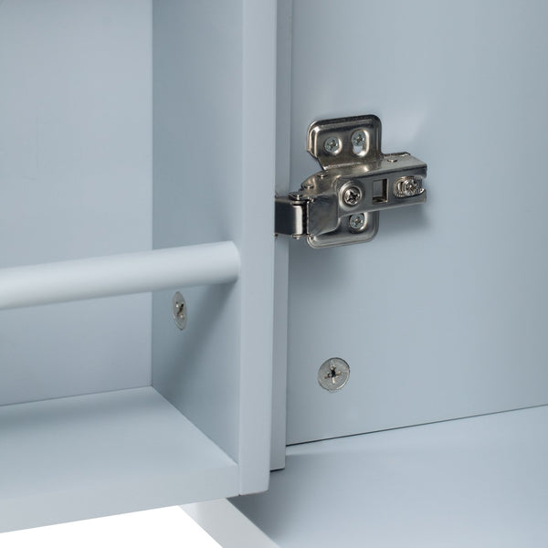 English Elm K&K 47 Inch Kitchen Island with Extendable Dining Table, Rolling Storage Cabinet, Built-In Power Grey+Blue N707P215327G