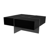 English Elm Unique Design Coffee Table With 4 Hidden Storage Compartments, Square Cocktail Table With Extendable Sliding Tabletop, Uv High-Gloss Design Center Table For Living Room, 31.5"X 31.5"