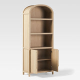 Chantelle Modern Arched Bookcase with Statement Wood Cabinet Pulls Coastal Oak WECHA41OS2CO0 Walker Edison