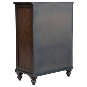 English Elm Berwick Five Drawer Chest with Oak Veneer and Gunmetal Hardware for Bedroom Storage B062P440099