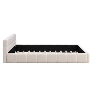 English Elm Elegant Chenille Queen Bed Geometric Headboard Soft Textured Upholstery Modern Bedroom N769Q339030K