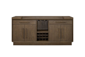 English Elm Counter Height Home Bar with Elm Veneer Led Lighting and Warm Latte Wood Finish B2699S00118