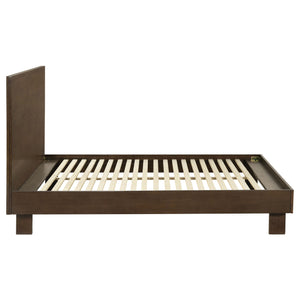 English Elm Hemlock Solid Wood Queen Platform Bed with Tall Headboard, Full Slat Support, Warm Brown Finish B062S01362