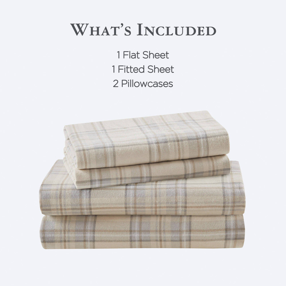 English Elm 4 Pieces Cal King 100% Cotton Flannel Sheet Set, Cozy Andrews Print For Warmth And Comfort B035P381350